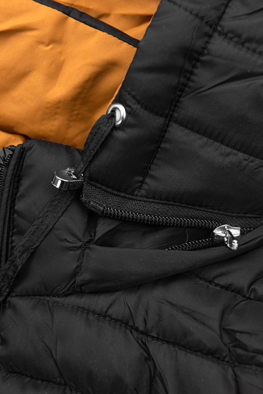 Prošívaná oboustranná parka černá/karamelová