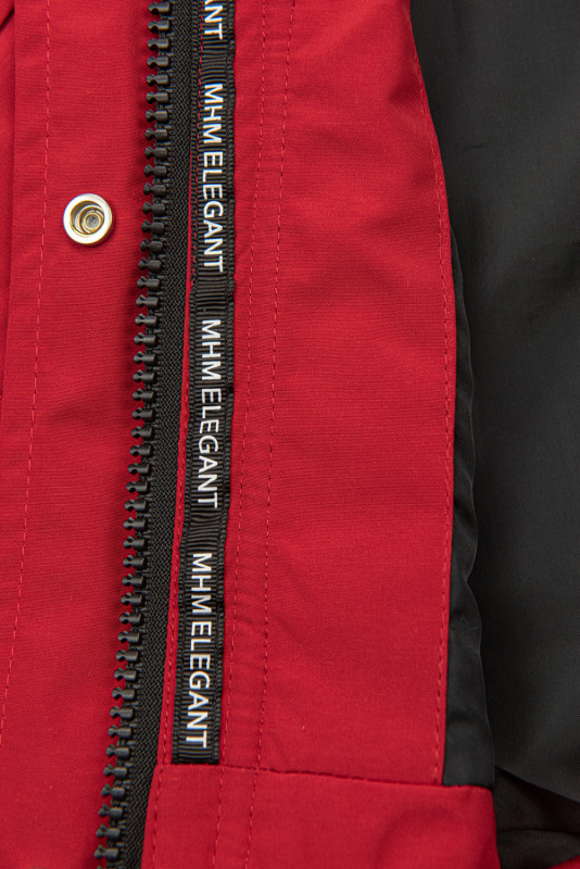 Červená přechodná parka s černou podšívkou