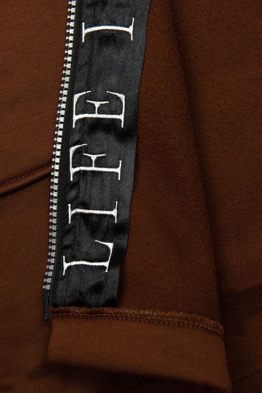 Čokoládově hnědá sportovní prodloužená mikina