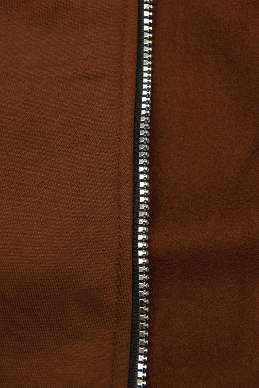 Čokoládově hnědá sportovní prodloužená mikina