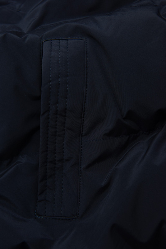 Tmavě modrá dlouhá prošívaná vesta