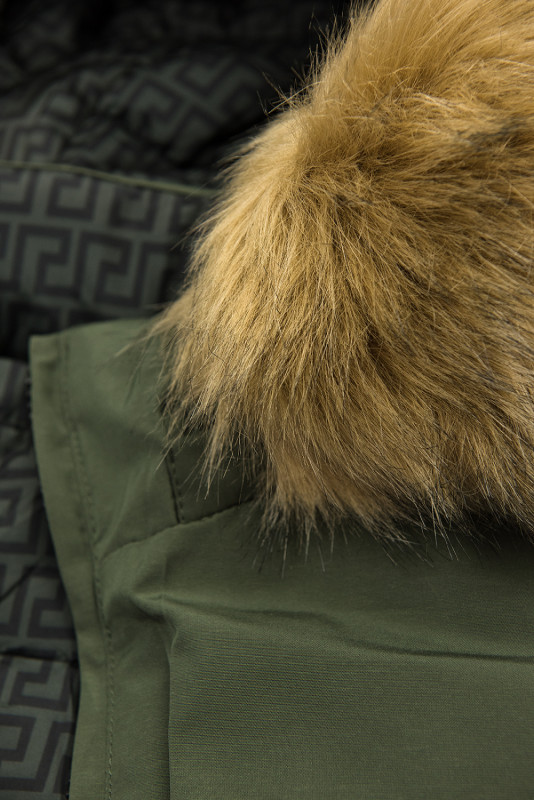 Khaki prošívaná oboustranná bunda