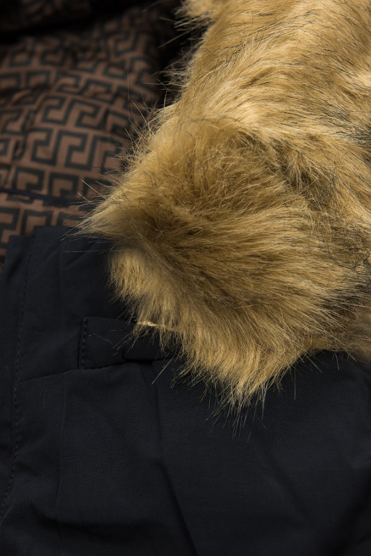 Tmavě modrá prošívaná oboustranná bunda