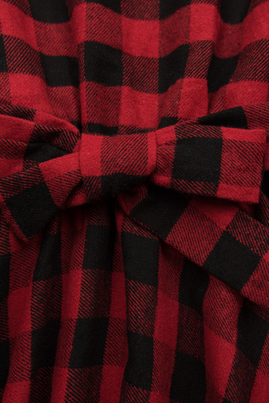 Červené kárované šaty v A-střihu