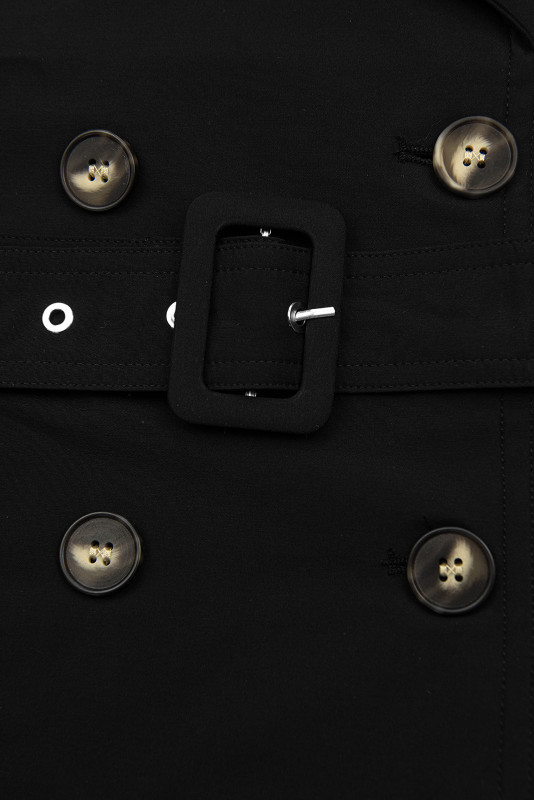 Trenčkot s dvouřadým zapínáním černý