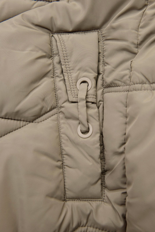 Elegantní zimní bunda s kožešinou, béžová