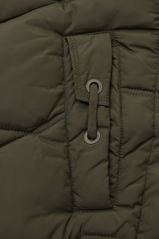 Elegantní zimní bunda s kožešinou, khaki