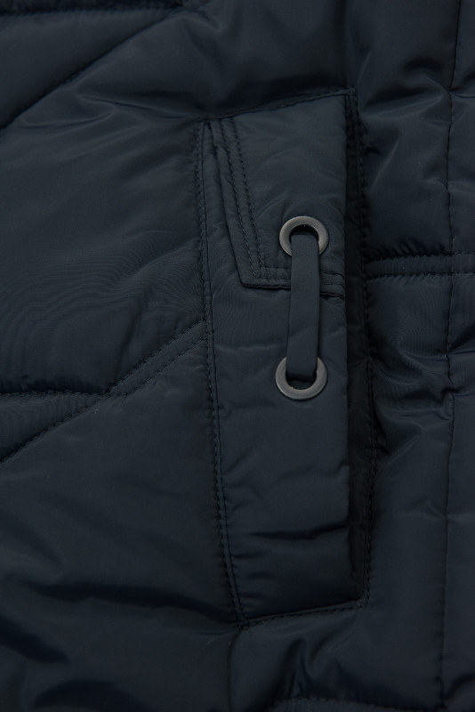 Elegantní zimní bunda s kožešinou, námořnická modrá