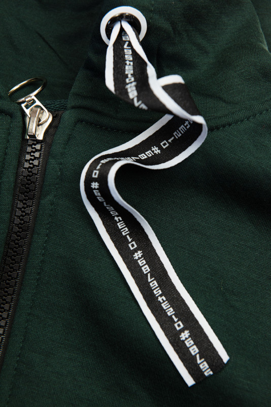 Smaragdově zelená sportovní mikina v prodlouženém střihu