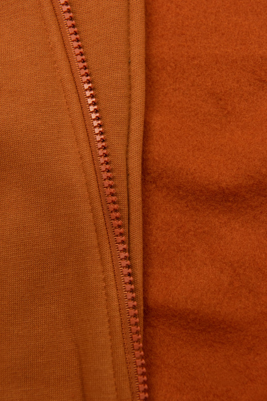 Terakota mikina s barevnou podšívkou v kapuci