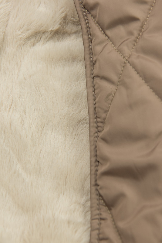 Cappuccino béžová prošívaná bunda s páskem