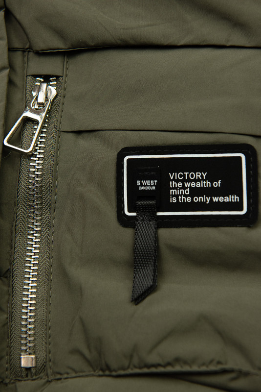 Khaki zimní bunda s páskem