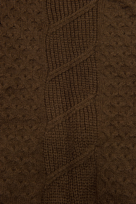 Hnědá přechodná bunda s pletenými rukávy