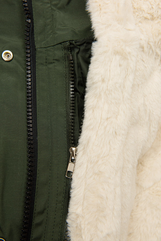 Khaki parka s odnímatelnou plyšovou podšívkou