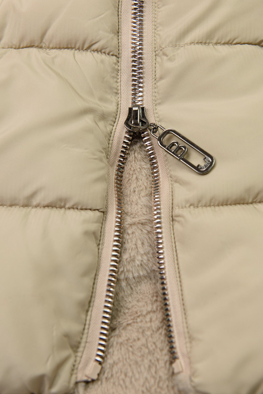 Béžová červená oboustranná zimní bunda