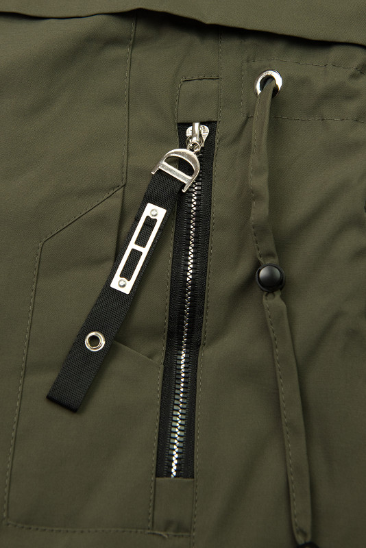 Zimní bunda/parka se stahováním v pase army zelená
