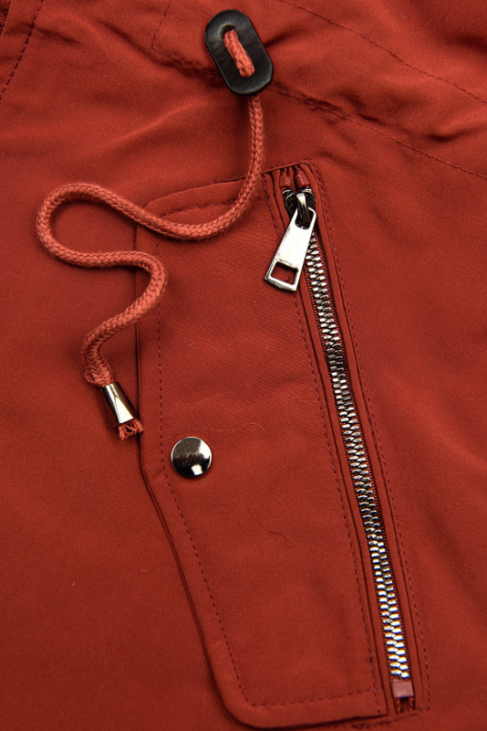 Skořicově hnědá parka s kožešinou na kapuci