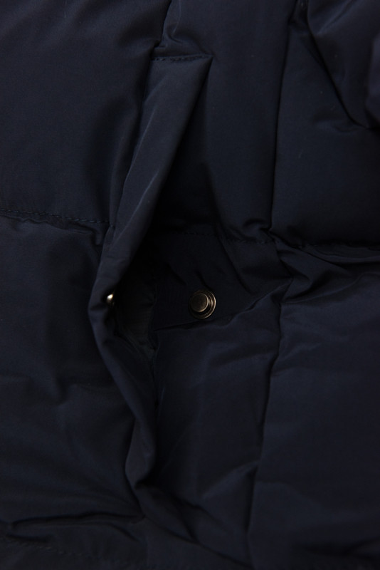 Extra teplá dlouhá zimní bunda v tmavě modré barvě