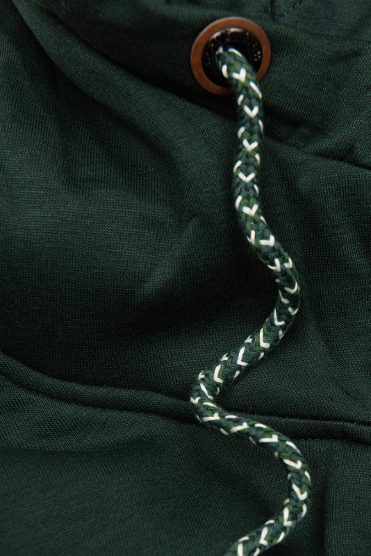 Smaragdově zelená mikina s prošívanou kapucí