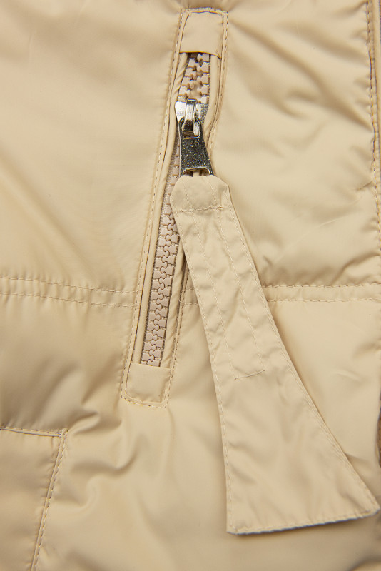 Přechodná béžová bunda s kapucí