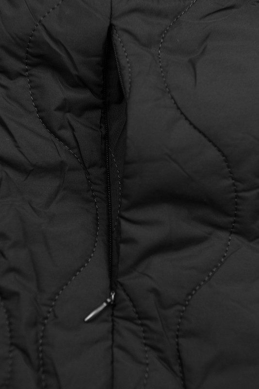 Prošívaná podzimní parka černá/červená