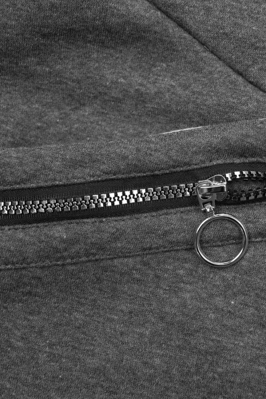 Tmavě šedá prodloužená mikina s kapucí