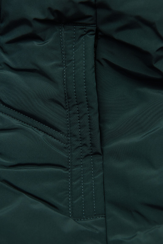 Zelená zimní bunda s květinovou podšívkou