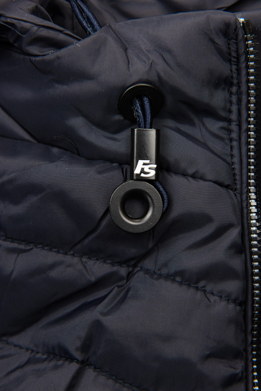 Přechodná bunda v prodlouženém střihu tmavě modrá