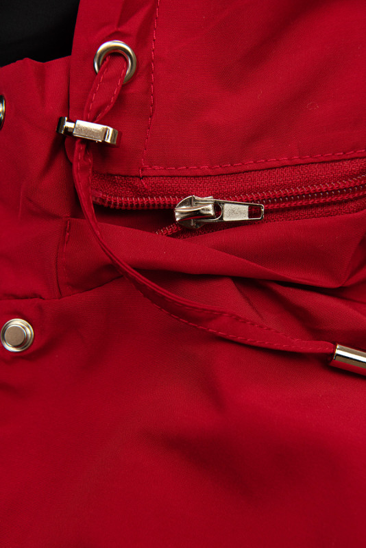 Přechodná oboustranná parka s kapucí červená/černá