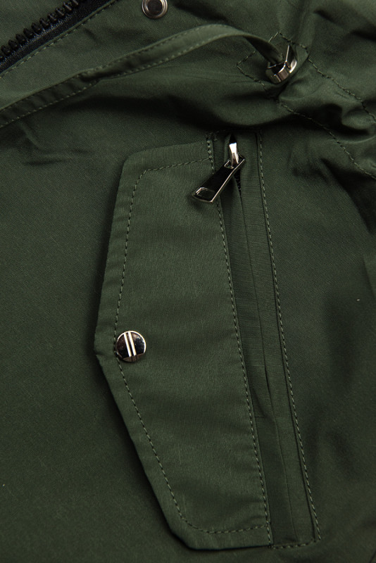 Přechodná oboustranná parka s kapucí khaki/černá