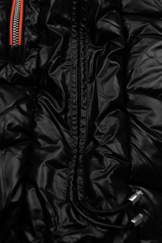 Lesklá zimní bunda černá/oranžová