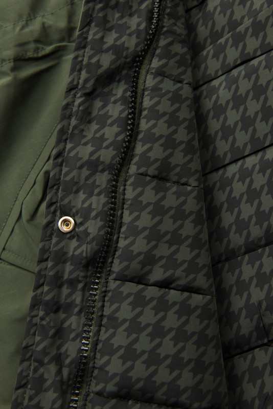 Khaki oboustranná parka na zimu