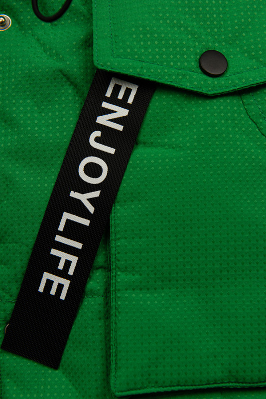 Zelená dětská bunda se stahováním v pase