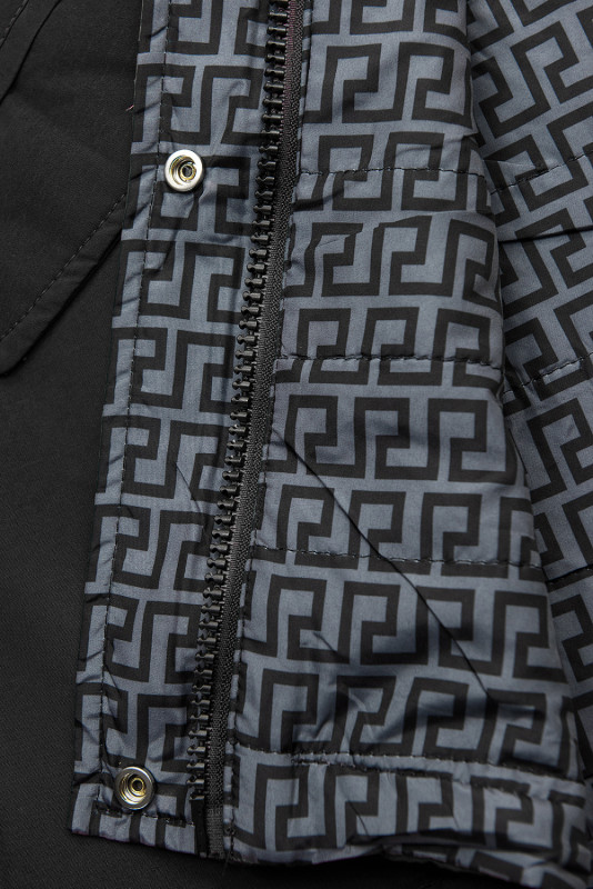 Černá/šedá oboustranná přechodná parka