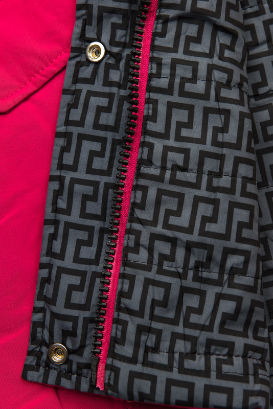 Růžová/šedá oboustranná přechodná parka