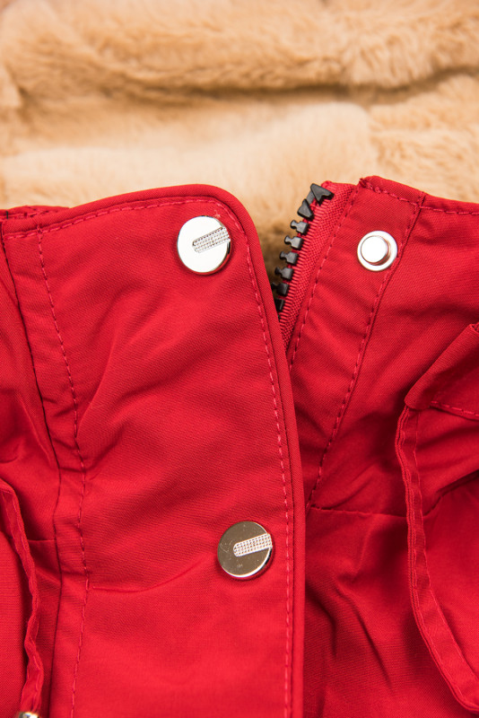 Červená/béžová parka na období podzim/zima