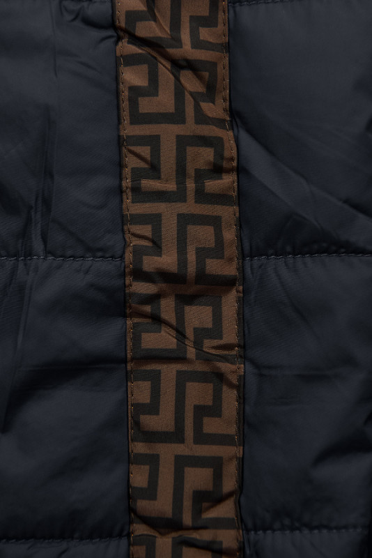 Tmavě modrá/hnědá oboustranná zimní parka