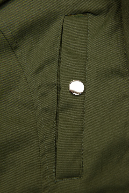 Khaki parka s odnímatelným futrem a kožešinou