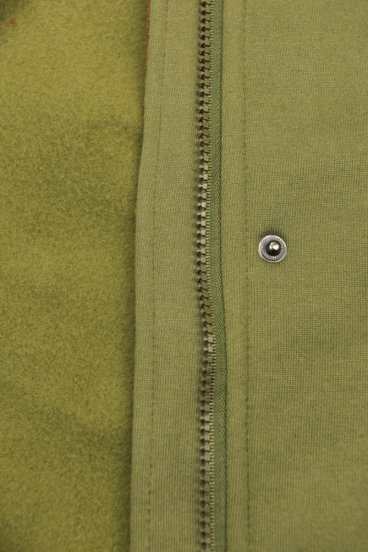 Khaki mikina s kapucí v prodlouženém střihu