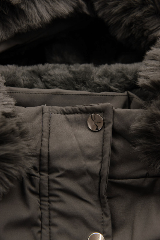 Khaki dětská parka s kožešinou