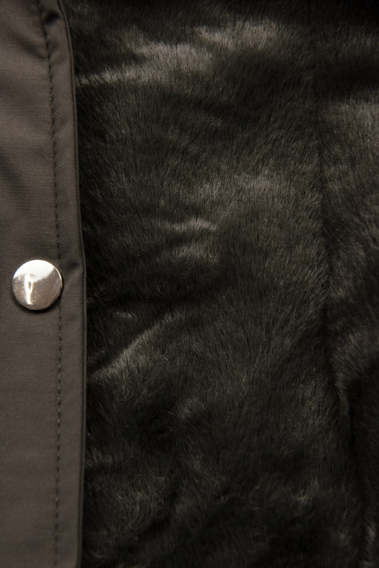 Khaki dětská parka s kožešinou