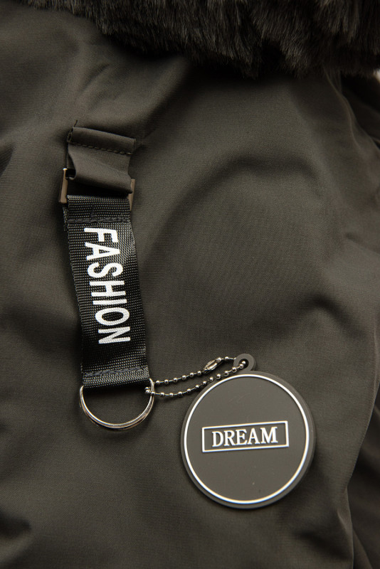 Khaki dětská parka s kožešinou