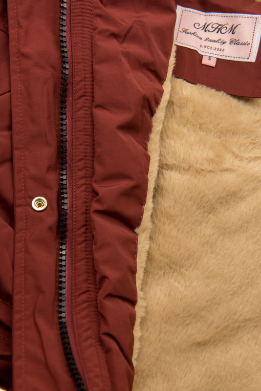 Hnědočervená zimní parka se zatepleným vnitřkem