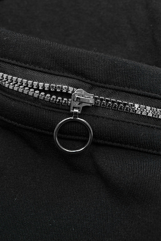 Černá prodloužená mikina s kapucí