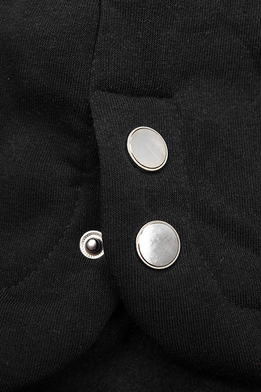 Černá prodloužená mikina s kapucí