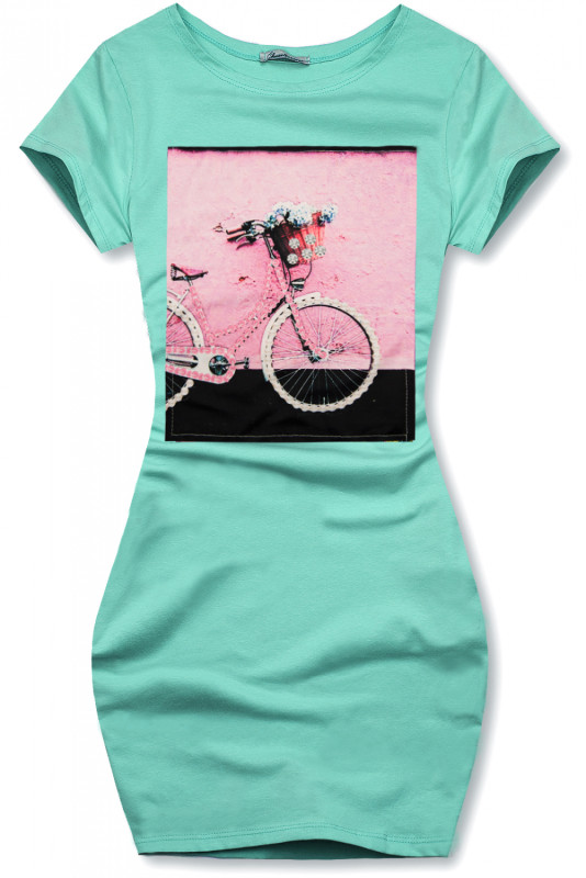 Mátově zelené šaty s nášivkou SUMMER