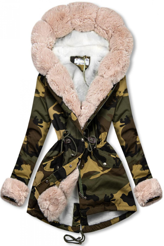 Army parka s kožešinovým lemem