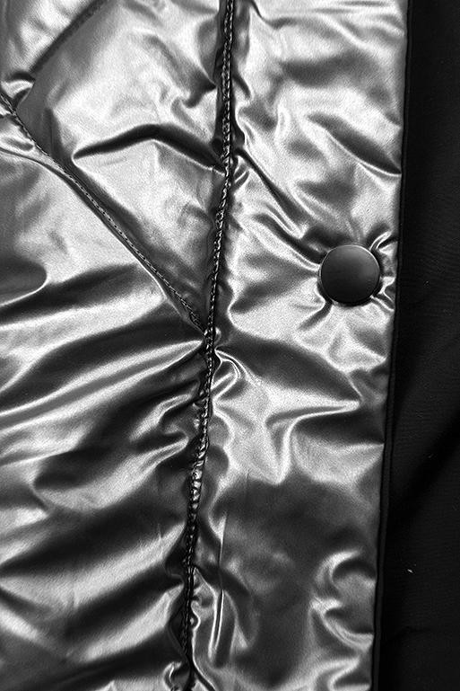 Černo-stříbrná oboustranná zimní bunda