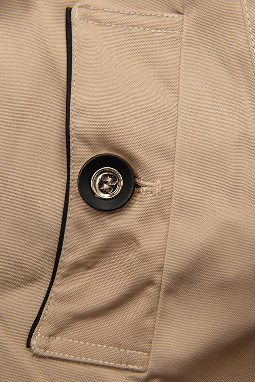 Béžový trenčkot s koženkovými detaily