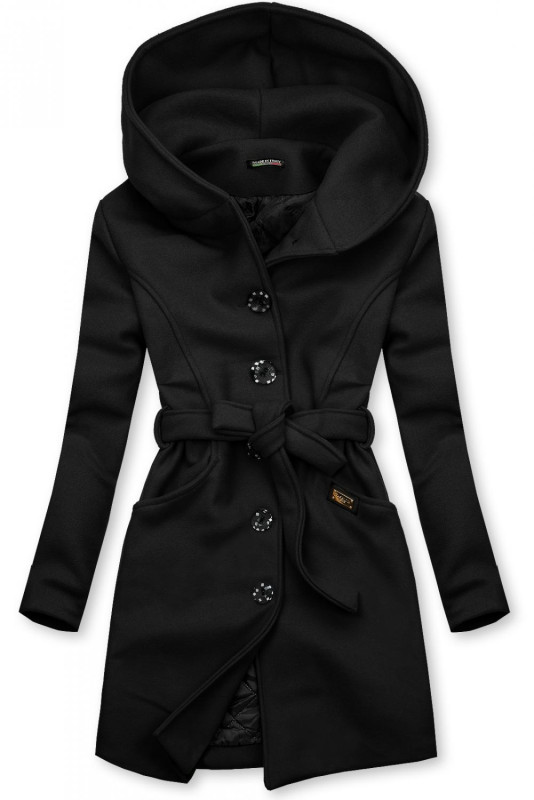 Černý kabát s kapucí